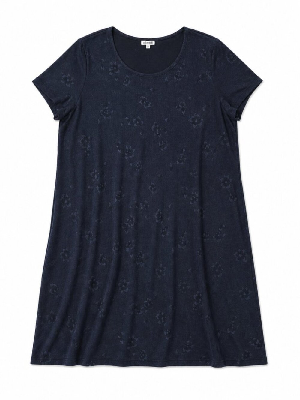 Vintage Women's Navy Floral Short-Sleeve Dress, Size 22